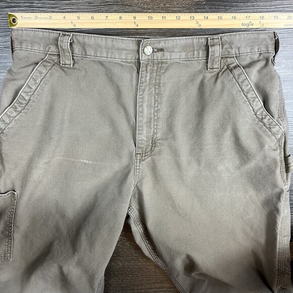 Carhartt Mens Canvas Loose Fit Work Dungaree Khaki 38x20 Rugged Workwear Outdoor - Picture 10 of 12